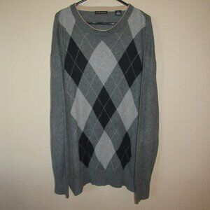 Blake & Manley Silk Cashmere Gray Argyle Sweater Men's sz XXL Lightweight Preppy